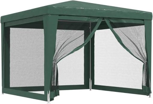 OKJHFD Party Tent with 4 Mesh Sidewalls Green 9.8'X9.8' Hdpe 6.6'-Eave Height from The Ground 319228 - Image 2