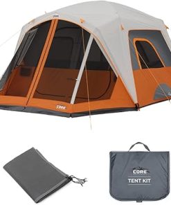 CORE 6 Person Straight Wall Cabin Tent with Screen Room and Footprint