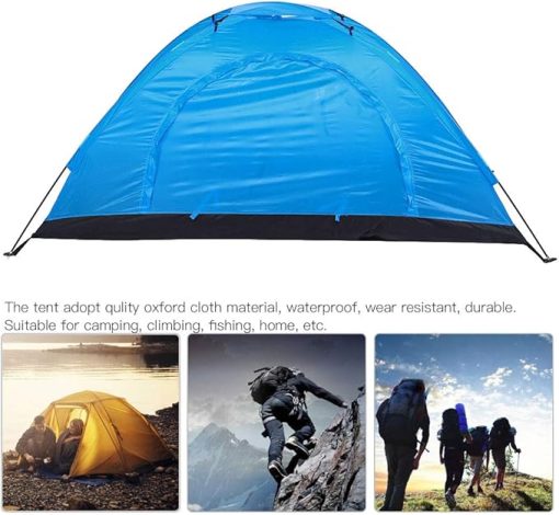 Lightweight 1 to 2 Person Camping Tent with Carrying Bag Blue - Image 2