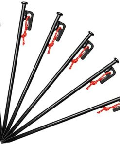 Heavy Duty Tent Stakes 6 Pack with Storage Bag for Secure Camping