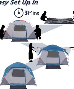 Easy Setup 4 Person Camping Tent for Outdoor Travel in Light Blue 2