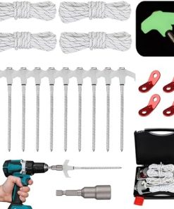 Heavy-Duty 8 Inch Metal Tent Pegs with Reflective Ropes and Case