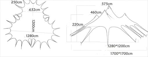 Portable Waterproof Tarp Shelter for Camping Adjustable Height 289㎡ - Image 2