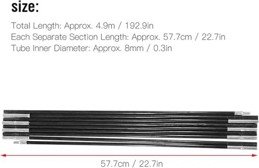 Universal 9 Sections Fiberglass Camping Tent Poles for Outdoor Use - Image 2