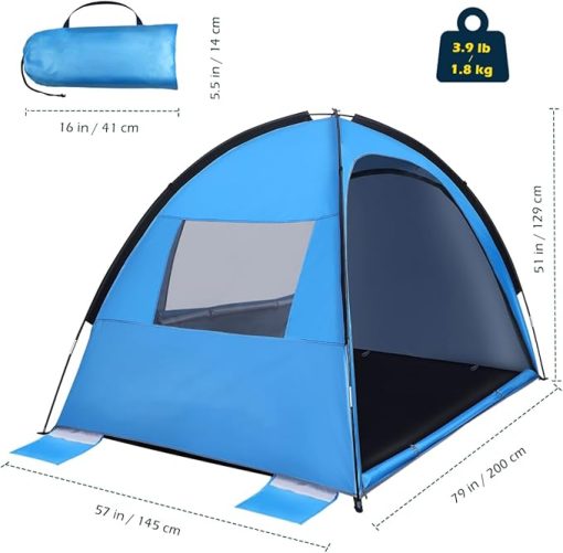 HEMOTON Beach Camping Tent for 2-4 People with Mesh Windows UPF 50 - Image 2