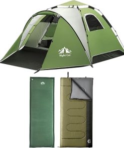 Night Cat Pop Up Tent with Self-Inflating Pad and Waterproof Rainfly