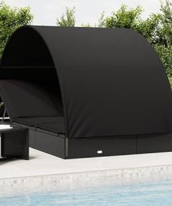 Relax with 2-Person Sunbed Adjustable Roof Cushions for Poolside Use