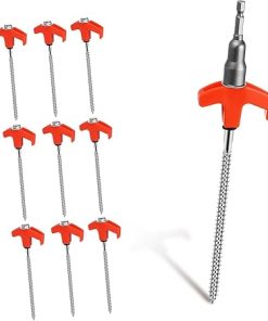 10 Heavy Duty Tent Spikes with Spiral Design for Secure Ground Anchoring