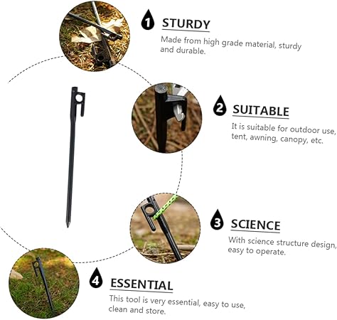 Heavy Duty Cast Iron Tent Stakes and Anchors for Campsite Setup 2 Heavy Duty Cast Iron Tent Stakes and Anchors for Campsite Setup - Image 2