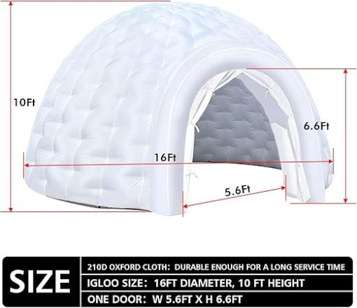 OZIS Inflatable Igloo Dome Tent with Led Light and 180W Blower - Image 2