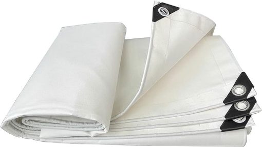 Heavy Duty 600g/m² White Canvas Tarp with Grommets for Outdoor Use