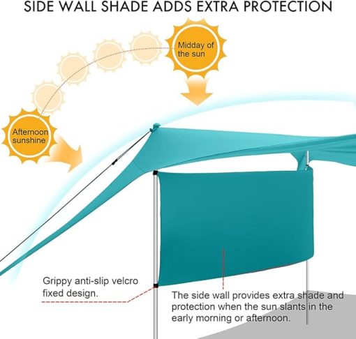 10x10FT Beach Canopy Tent Shade with Sidewalls Windproof Water Resistant - Image 2
