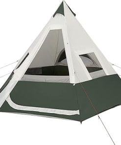 7 Person Teepee Tent with Vented Rear Window in Green Color