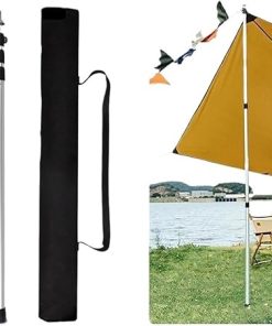 BCcamping Player’s First Choice 2PCS Camping Canopy Pole Aluminum Alloy Telescopic Tent Support Foldable Beach Shelter Awning Pole Outdoor Camping Bracket(2.3M Black 2PCS) 2