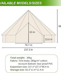 Luxury Waterproof Cotton Canvas Bell Tent for Year-Round Camping 2