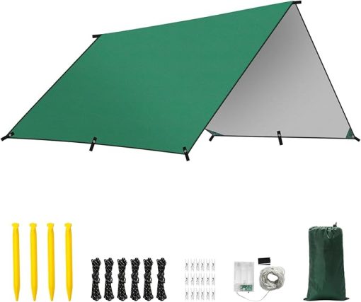 Rhino Valley Waterproof Tent Tarp 9.8x9.8ft Lightweight Green Shelter