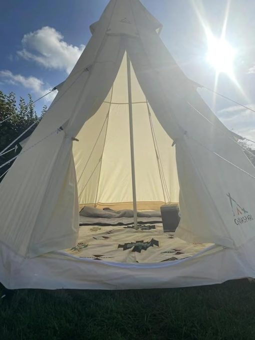 4-Season Glamping Tent 9.85ft Tipi for Families Durable Canvas Design