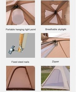 Large Cotton Pyramid Tent Quick Setup for Beach and Outdoor Activities 2
