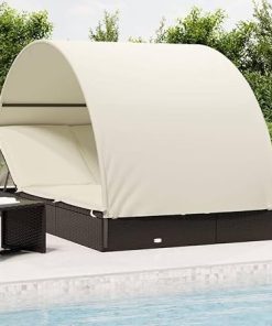 Durable 2-Person Sunbed with Adjustable Roof for Poolside Relaxation