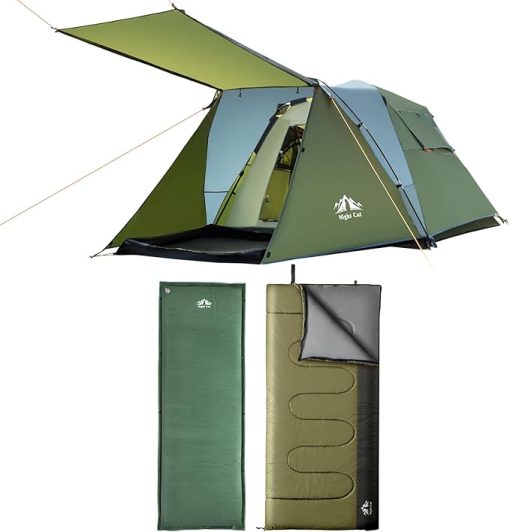 Night Cat Cabin Tent with Self-Inflating Sleeping Pad and Bag