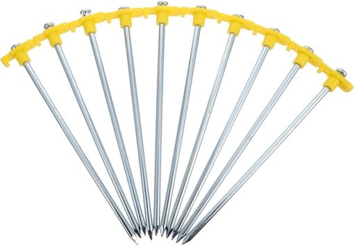 10pcs Heavy Duty Camping Tent Peg Set Large Head Steel Stakes