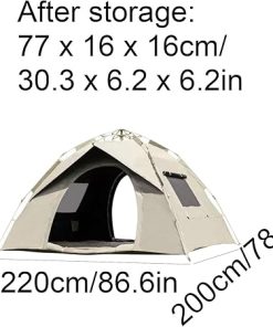 Portable 3-4 Person Pop-Up Tent with Double Doors and Windows 2