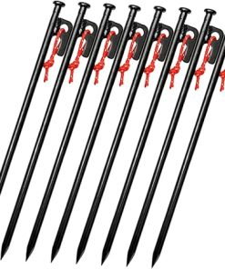 Heavy Duty 8 Pack Metal Tent Stakes for Camping and Outdoor Use