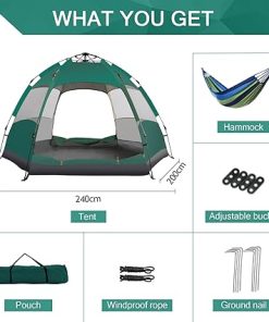 Lightweight Camping Tent with Hammock for 3 to 4 People Easy Setup 2