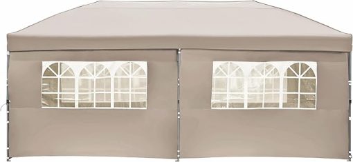 Khaki 10x20 Pop-Up Tent with Two Doors and Windows for Outdoor Use