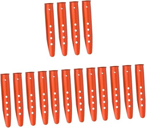 CLISPEED 16 Pcs U-Shaped Camping Tent Stakes for Hiking and Travel