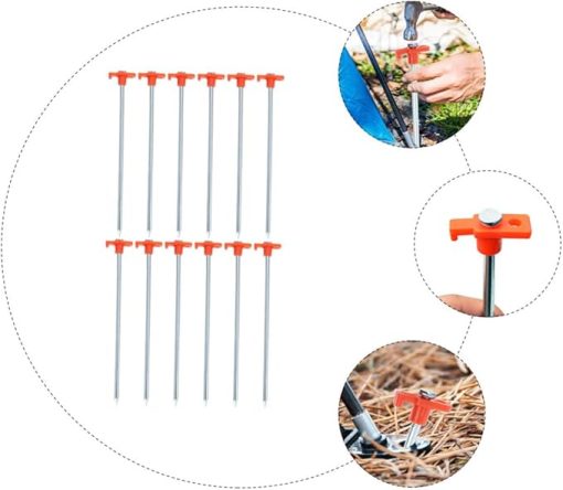 Thick Steel Ground Nails for Camping Tents 12pcs 8x250mm Orange - Image 2