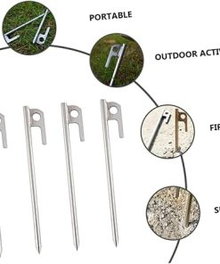 Milisten Stainless Steel Tent Pegs 4pcs Strong Stakes for Camping 2