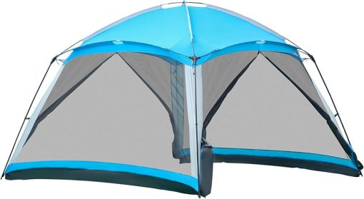 Outsunny 12' x 12' Screen House Room, 8 Person Camping Tent w/Carry Bag and 4 Mesh Walls for Hiking, Backpacking, and Traveling, Easy Set Up, Sky Blue