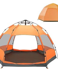 5-8 Person Orange Automatic Beach Tent for Rainproof Camping