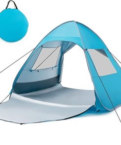 Tangkula 2-4 Person Beach Tent with UPF50+ Sun Protection and Carrying Bag