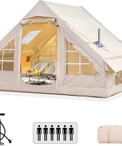 Spacious Inflatable Tent for 4-6 People with Skylight and Stove Jack
