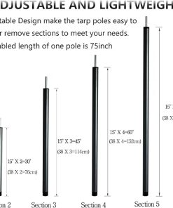 Adjustable Tent Poles Set of 4 Steel Rods for Camping Canopies 2