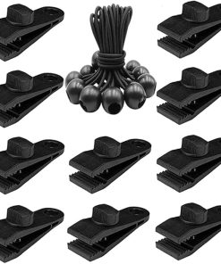 Tarp Clip Clamp Bungee Balls Awning Clamp Set 20Pcs Black Camping