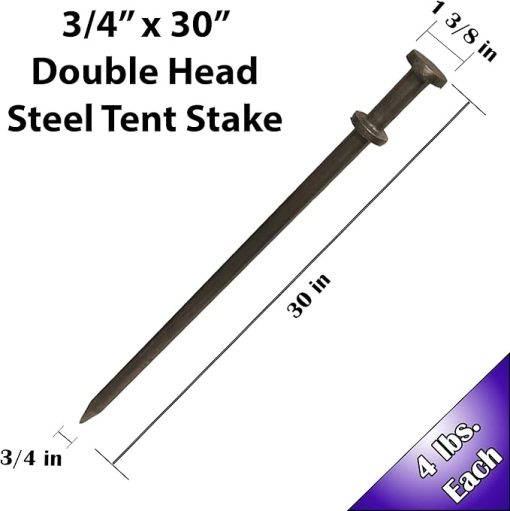 Heavy Duty Double Head Tent Stakes for Inflatables and Camping 10-Pack - Image 2