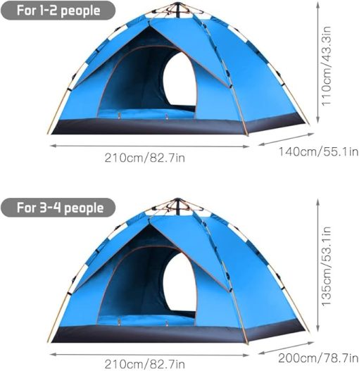 Water-Resistant Pop Up Tent for 1-2 People Ideal for Camping - Image 2