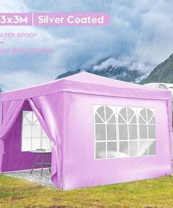 Instant Outdoor Shelter with Removable Sidewalls, Waterproof 10” Folding Canopy for Events, Parties, and Camping, Pink 2