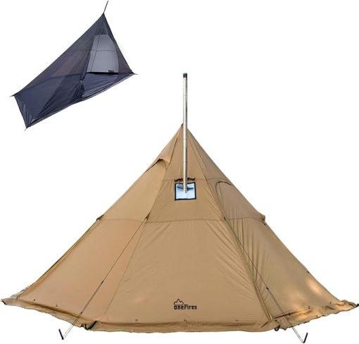 Onefires Large Teepee Tent for Family Camping 4-8 Person Hot Tent