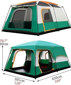 6 Person Waterproof Family Camping Tent with 3 Doors and Divided Room 2