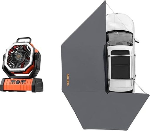 Sanhima 270 Awning Free Standing Driver Side LED Light Camping Fan