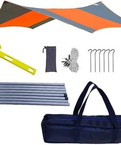 Rain Fly Tent Tarp 410x410cm for Camping Outdoor Travel Orange 2