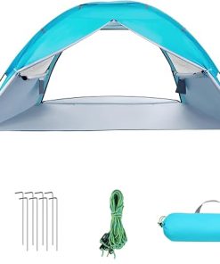 Portable Family Tent Beach Sunshade Canopy with 8 Stakes 4 Ropes
