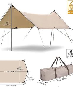 YUEWO 15x10FT 210D Waterproof Camping Tarp with Poles for Outdoor Use 2