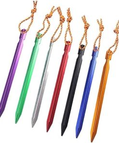 Aluminum Ground Spikes with Reflective Ropes for Outdoor Camping 18 cm