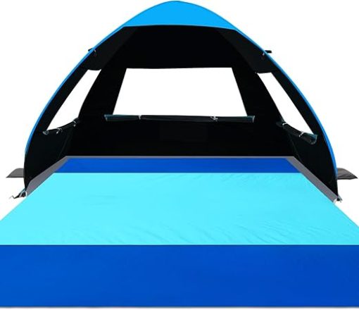 Gorich Portable Beach Tent for 4 People with UV Protection and Blanket