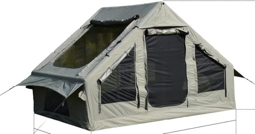 Inflatable Camping Tent, 4-6 Person, 118x83x79 Inches, Beige, Quick Setup with Stove Jack